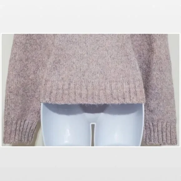 New Purple & Pink Cable Chunky Knit Cropped Pullover Sweater - Picture 13 of 16